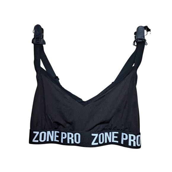 Zone Pro Black Sports Bra 3X Plus Size Activewear Logo Band Elastic Gym Workout - Picture 1 of 6
